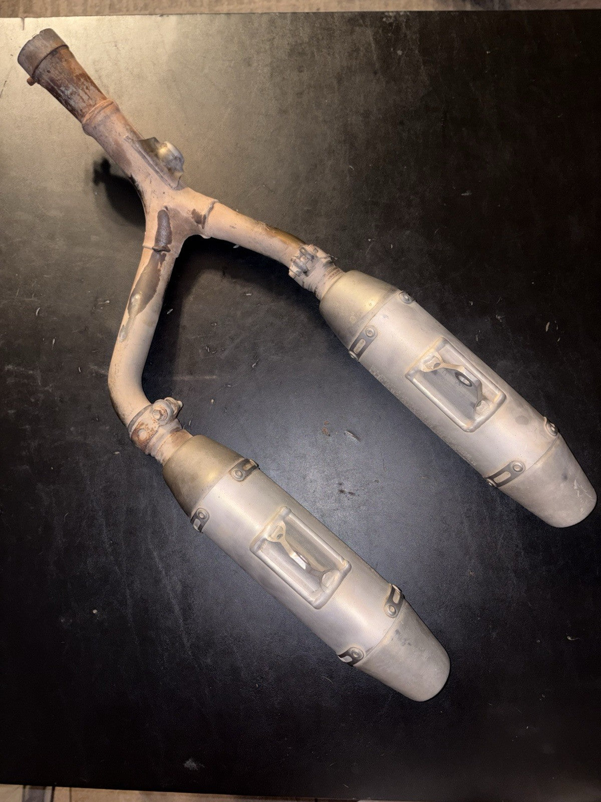 2006-2009 CRF250R OEM Exhaust Mid Y Pipe Dual Muffler Silencer Tail Slip On