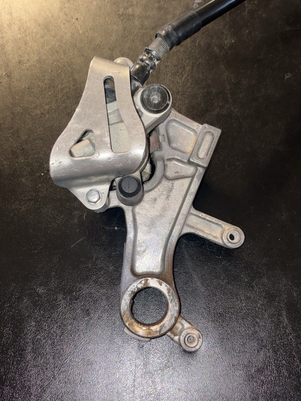 02-04 2004 CRF450R CRF 450R Rear Brake Caliper Assembly Mount Metal Guard Line