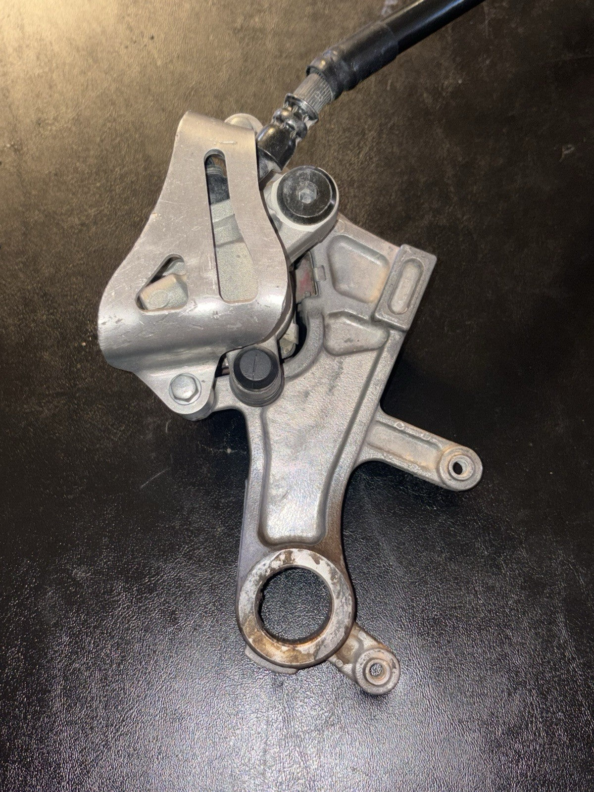 02-04 2004 CRF450R CRF 450R Rear Brake Caliper Assembly Mount Metal Guard Line