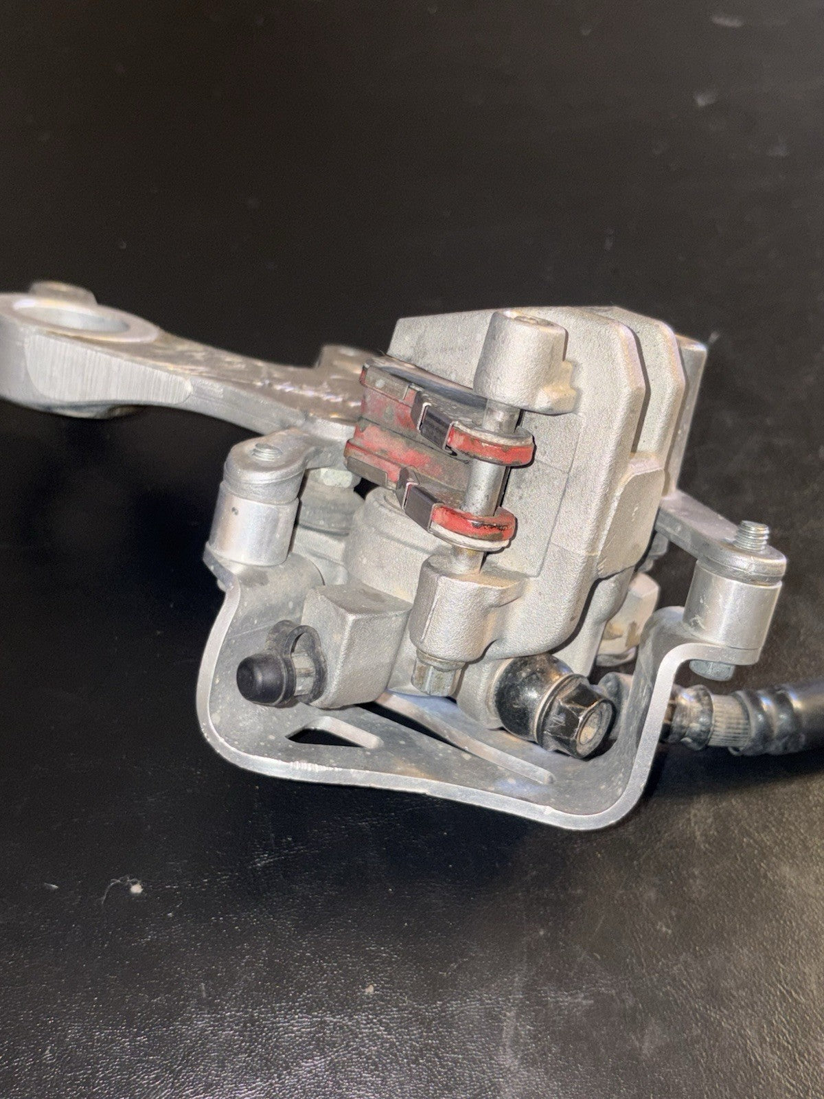 02-04 2004 CRF450R CRF 450R Rear Brake Caliper Assembly Mount Metal Guard Line